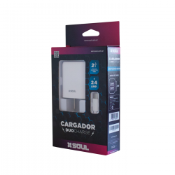 Cargador Con Doble Puerto USB Ficha Tipo C Soul CVQ-XUSB2T