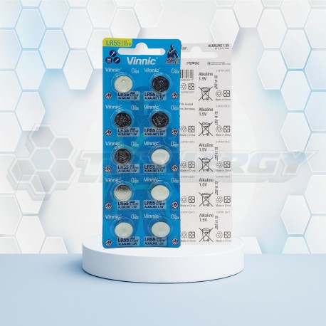 Pila Botón Alcalina LR55 L1121F AG8 1.5 Volt Vinnic BL10