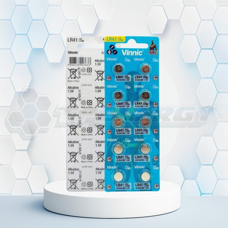 Pila Botón Alcalina LR41 L736F AG3 1.5 V. Vinnic BL10