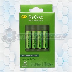 Cargador USB Compacto Ni-Mh GP B421 RECYKO + 4 Pilas AA 2100mAh