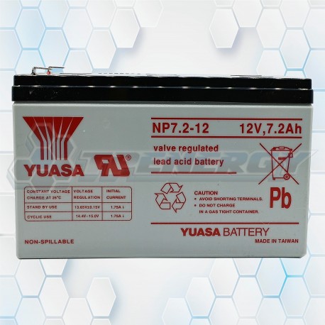 Batería De Gel Recargable Yuasa 12V 7.2Ah NP7-2-12