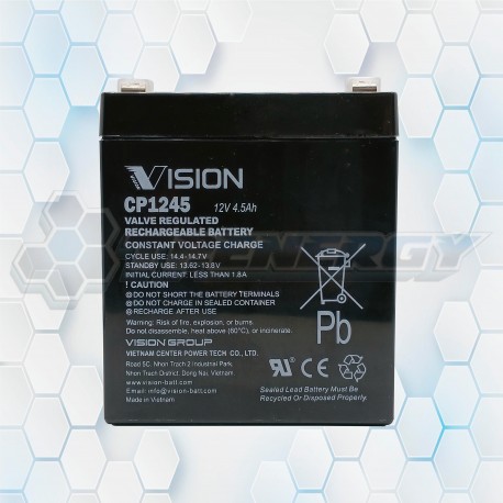Batería De Gel Recargable Vision 12V 4.5Ah CP1245