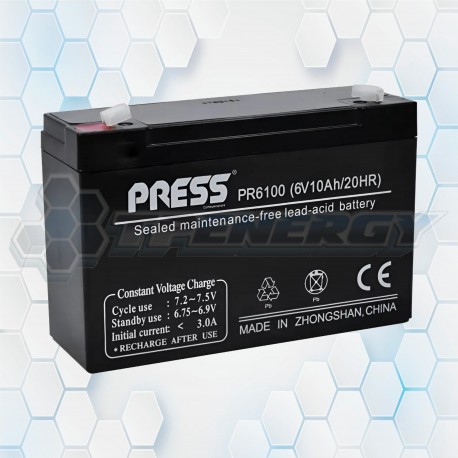 Batería De Gel Recargable Press 6V 10Ah PR6100