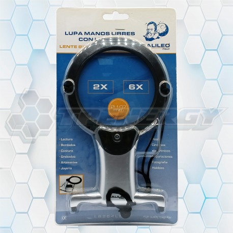 Lupa Bifocal Manos Libres Con Luz Led 2x 6x 107mm L8264LED Galileo