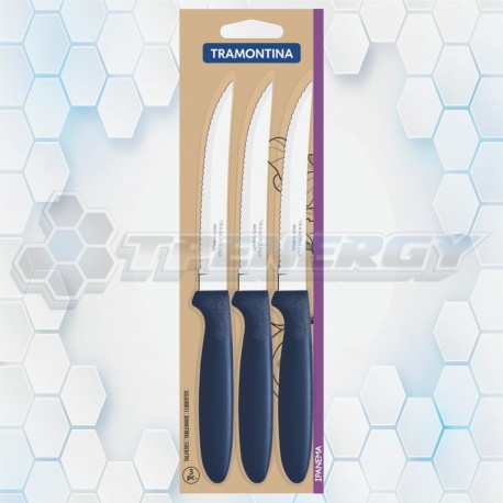 Set De 3 Cuchillos Azules Ipanema Tramontina 23360/315
