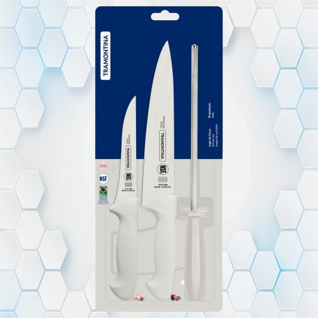 Juego De Cuchillos Con Chaira 3 Piezas Premium Tramontina 24499/812