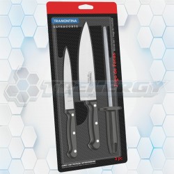 Juego De Cuchillos Con Chaira 3 Piezas Ultracorte Tramontina 23899/072