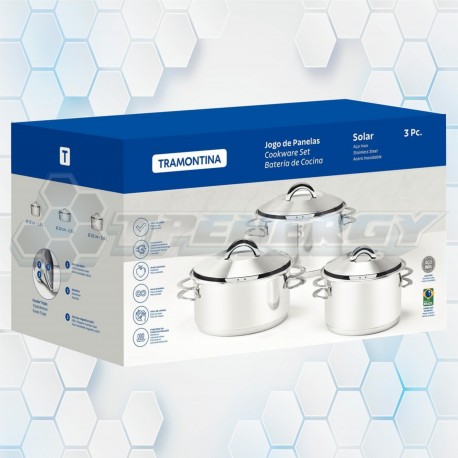 Kit Batería De Cocina Solar Tramontina 3 Pzs Triple Fondo 65510/740