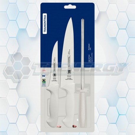 Juego De Cuchillos Con Chaira 3 Piezas Premium Tramontina 24499/812