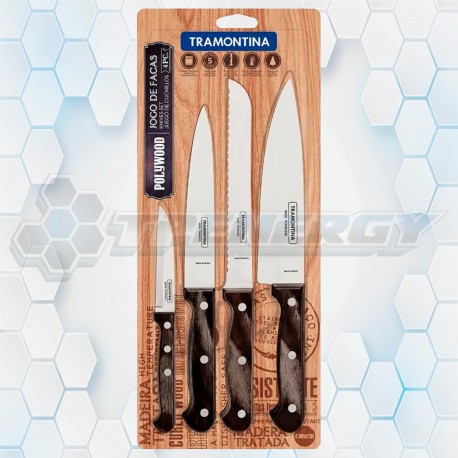 Juego De Cuchillos 4 Piezas Polywood Tramontina 21199/981