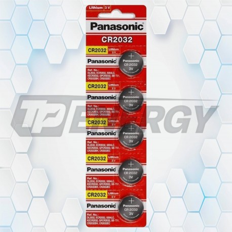 Pila Botón CR2032 De Litio 3 Volt Panasonic Blister 5 Unidades