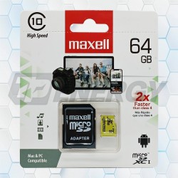 Memoria Micro SDHC 64GB Maxell Con Adaptador MCSD-64CL10